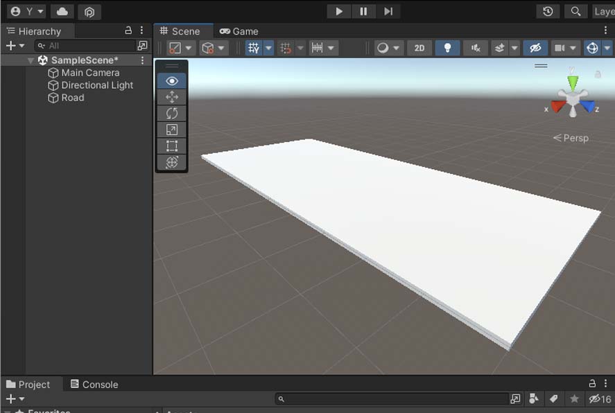 screenshot of unity showing a flattened cube