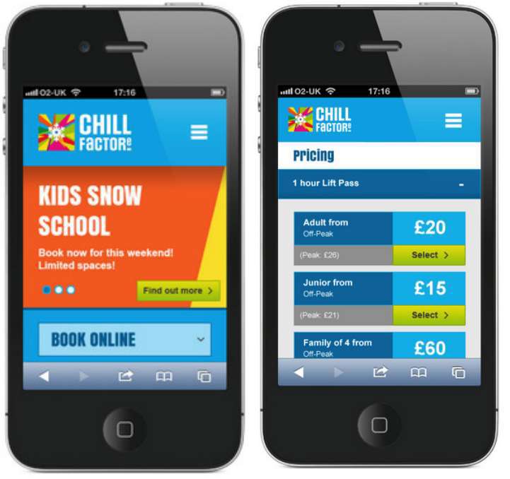 ChillFactore Website Running on Mobile Phones